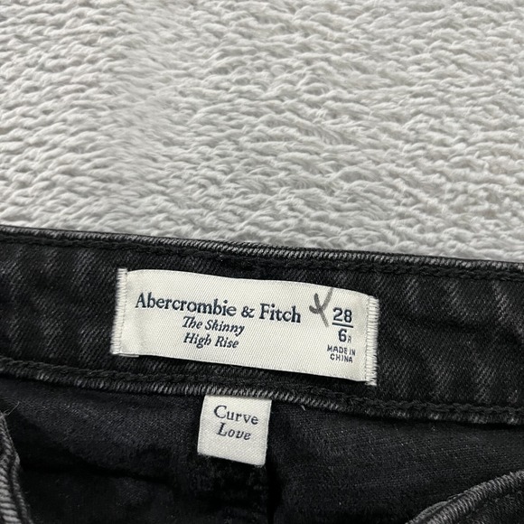 Abercrombie Fitch Jeans 28/6 The Skinny High Rise Curve Love‎ Split Hem Grunge - Picture 3 of 10